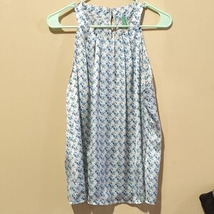 Floral Blue and White Sleeveless Top